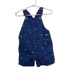 Carter's Navy Blue Overalls Nautical Adjustable Shortalls Baby Size 9 Months